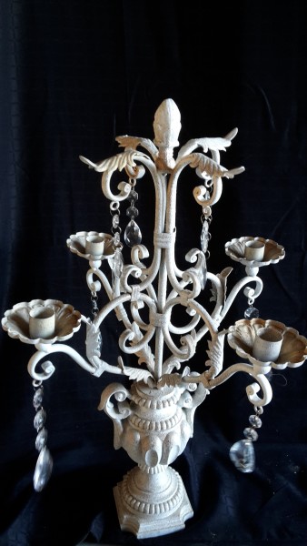 Ornate white table candelabra