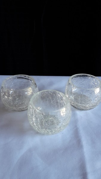Small crackle glass votive holders